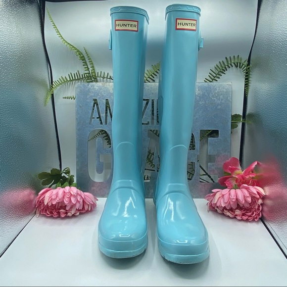 Hunter Shoes - Hunter Sz 8 Baby Blue Knee Rain Boots